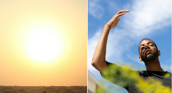 A man scorched by the sun in the summer heat